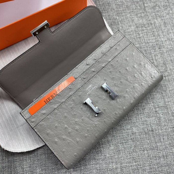 Hermes Womens Mens Wallets Purse Constance Clutch Leather Design Coin Bag with Original Box