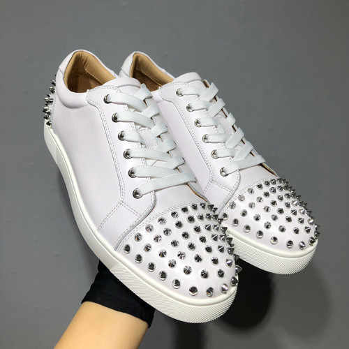 Christian Louboutin Mens Shoes Luxury Brand Red Bottom Design Louis Junior Spikes Flat with Original Box CL sneakers