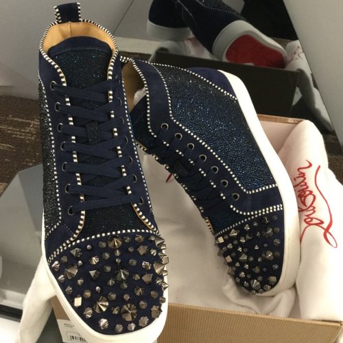 Christian Louboutin Mens Shoes Luxury Brand Red Bottom Design Louis Junior Spikes Flat with Original Box CL sneakers