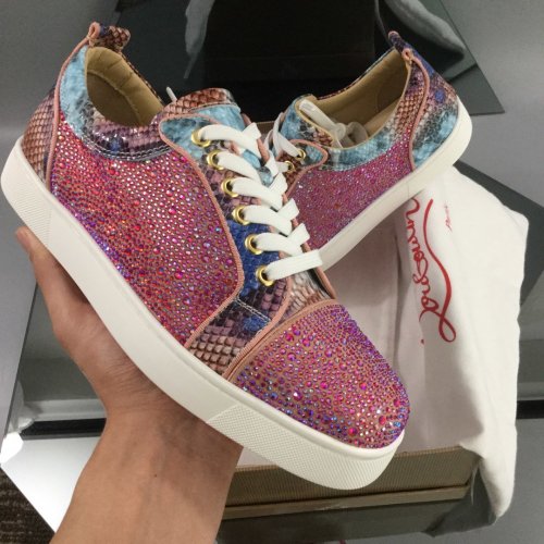Christian Louboutin Mens Shoes Luxury Brand Red Bottom Design Louis Junior Spikes Flat with Original Box CL sneakers