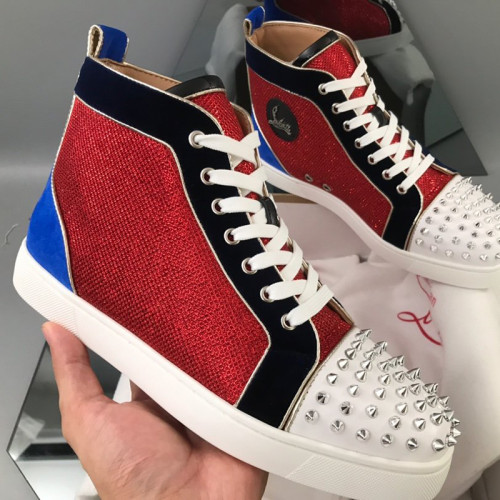 Christian Louboutin Mens Shoes Luxury Brand Red Bottom Design Louis Junior Spikes Flat with Original Box CL sneakers