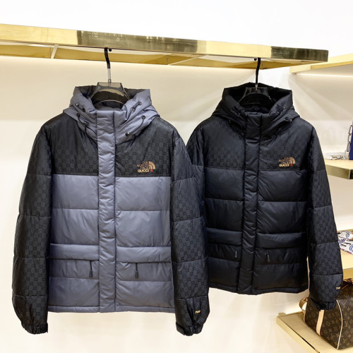 Gucci X The North Face Design Mens Womens Winter Windprood Down Jackets Keep Warm 90% White Duck Down