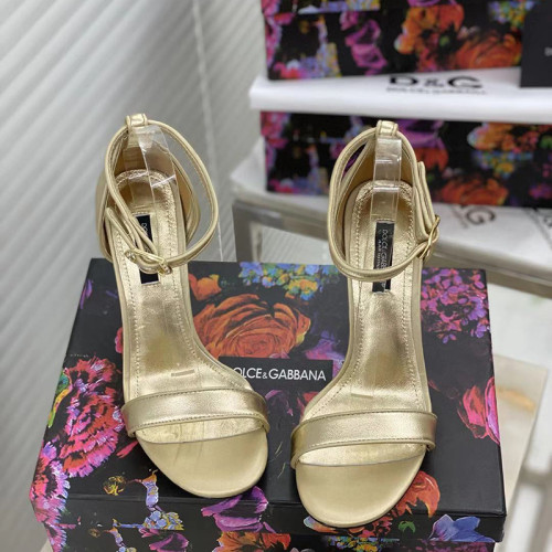 Dolce & Gabbana Womens Shoes Nappa Mordore Sandals with Baroque DG Heel 9cm