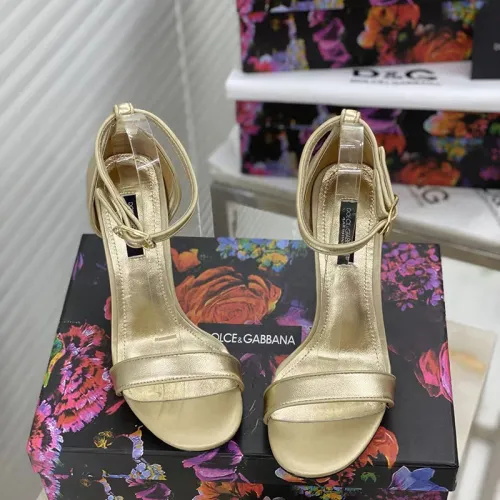Dolce & Gabbana Womens Shoes Nappa Mordore Sandals with Baroque DG Heel 9cm