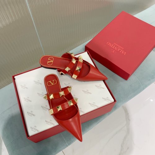 Valentino Women Shoes Mule Flip Flop Sandals ROMAN STUD FLAT MULE IN CALFSKIN with Original Box Luxury Brand