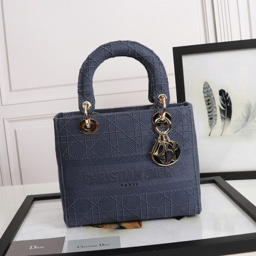 Dior Womens Bags Handbags Luxury Fashion Medium Lady D-Lite Bag Dark Denim Blue Cannage Embroidery M0565OREY_M61E