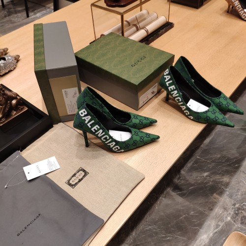 Gucci x Balenciaga Womens Shoes Slingback Pumps High Heel Luxury Brand Wedding Fashion Shoes for Women with Original Box
