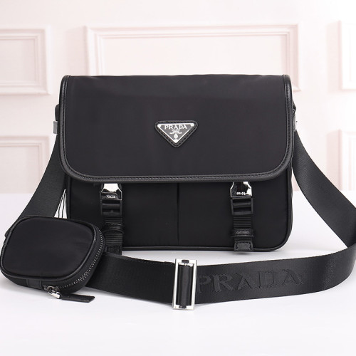 Prada Mens Bag Nylon and Saffiano Leather Bag with Strap