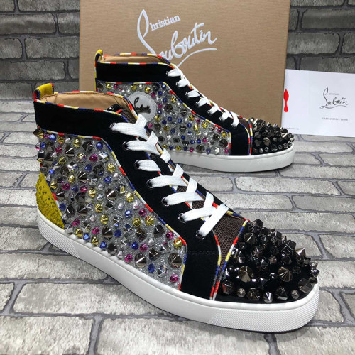 Christian Louboutin Mens Shoes Luxury Brand Red Bottom Design Louis Junior Spikes Flat with Original Box CL sneakers