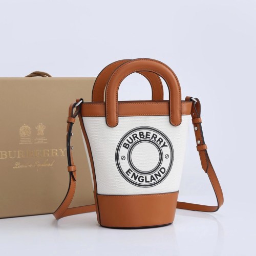Burberry Womens Bag Logo Graphic Cotton Canvas Peggy Bucket Bag