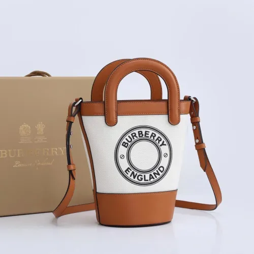 Burberry Womens Bag Logo Graphic Cotton Canvas Peggy Bucket Bag