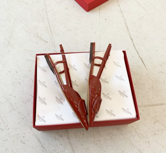 Valentino Women Shoes Mule Flip Flop Sandals VLOGO SIGNATURE CALFSKIN SLINGBACK PUMP Flat with Original Box Luxury Brand
