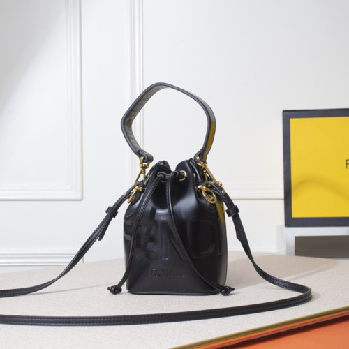 Fendi Womens Bag MON TRESOR Black Leather Mini-Bag