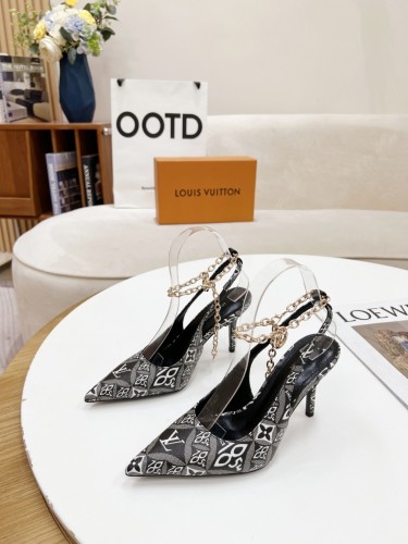 Louis Vuitton Womens Shoes Pumps Sandals Leather Design Luxury Brand Fashion Sandals with Original Box 8cm Heel