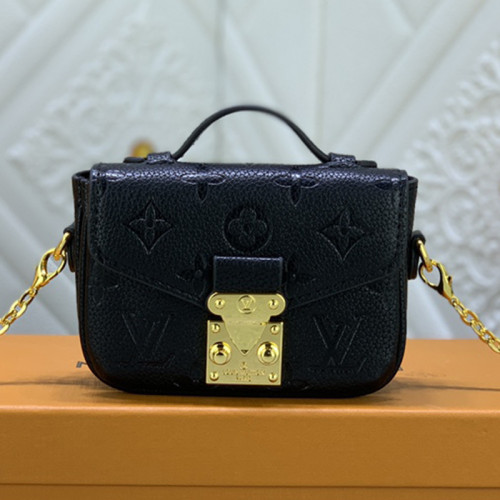 Louis Vuitton Womens Bags Shoulder Messenger Bag Luxury Brand MICRO MÉTIS leather M81390 with Original Box Black Monogram Empreinte embossed supple grained cowhide leather