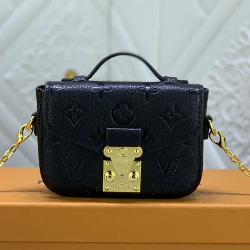 Louis Vuitton Womens Bags Shoulder Messenger Bag Luxury Brand MICRO MÉTIS leather M81390 with Original Box Black Monogram Empreinte embossed supple grained cowhide leather