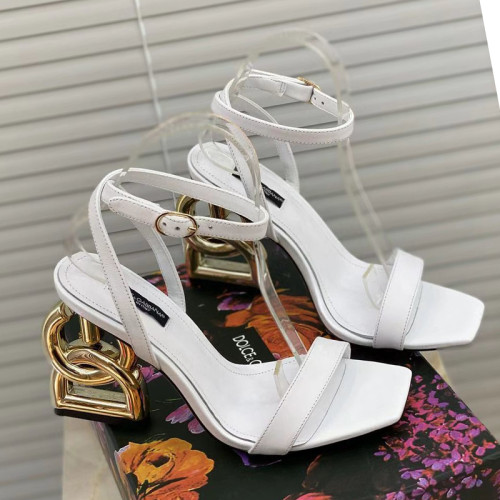 Dolce&Gabbana Womens Shoes Sandals Slippers Luxury Brand Fashion Patent leather sandals with DG Pop heel with Original Box