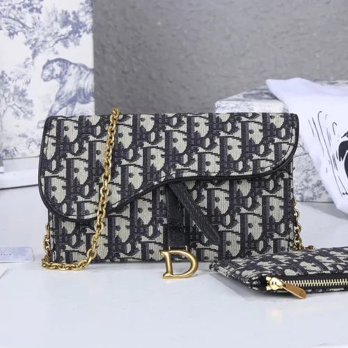 Dior Mens Womens Bags Shoulder Messenger Bags Wallets Luxury Brand SADDLE WALLET Blue Dior Oblique Jacquard with Original Box S5614CTZQ_M928