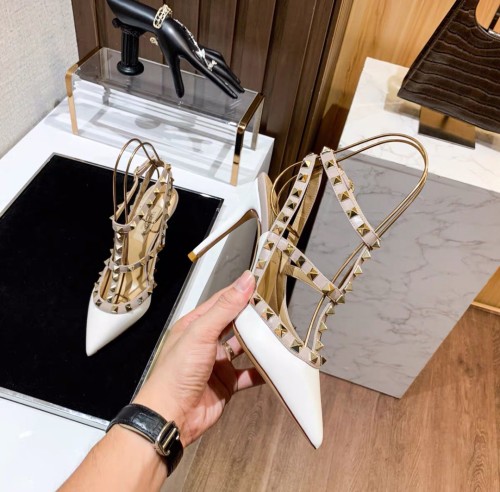 Valentino Womens Shoes ROCKSTUD SLINGBACK PUMP WITH SCULPTED HEEL IN KIDSKIN