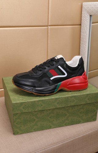 Gucci Women Shoes Women's Rhyton Gucci logo leather sneaker Luxury Brand with Original Box
