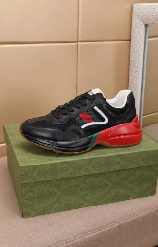 Gucci Women Shoes Women's Rhyton Gucci logo leather sneaker Luxury Brand with Original Box