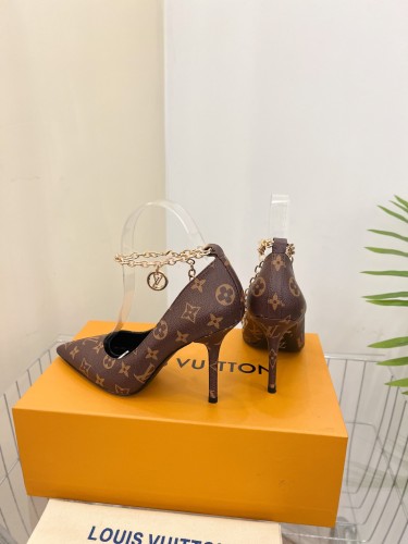 Louis Vuitton Womens Shoes Sandals Slippers Leather Design Luxury Brand MANSION SL.BACK PUMP 9cm Heel Fashion Sandals with Original Box 1A964O