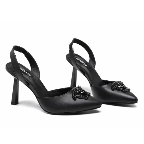 Versace Brand Womens Sandals Shoes Leather Big Size LA MEDUSA SLING-BACK PUMPS High Heel Design Luxury Brand Sandals for Women