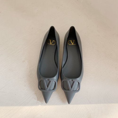 Valentino Women Shoes Mule Flip Flop Sandals VLOGO SIGNATURE CALFSKIN PUMP FLAT with Original Box Luxury Brand