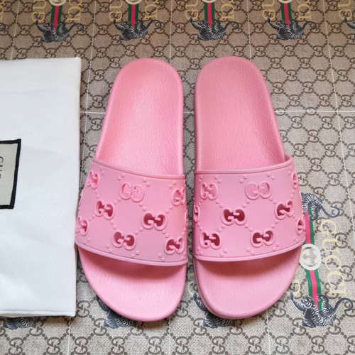 Gucci Women Shoes Flat Sandals Slippers Luxury Brand Women's rubber GG slide sandal with Original Box ‎573922 JDR00 5846