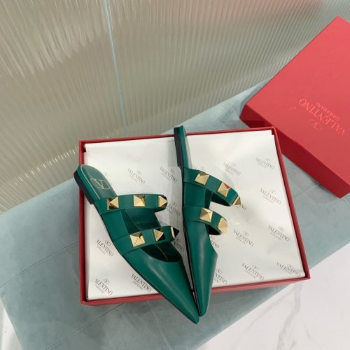 Valentino Women Shoes Mule Flip Flop Sandals ROMAN STUD FLAT MULE IN CALFSKIN with Original Box Luxury Brand