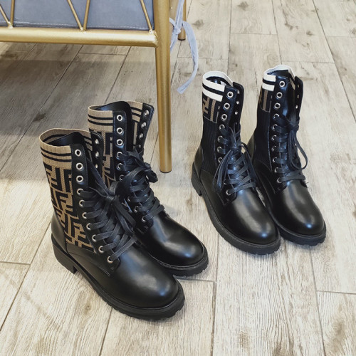 Fendi Women Shoes Boots ANKLE BOOTS Black leather biker boots
