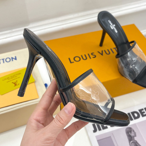 Louis Vuitton Womens Shoes Sandals Slippers Luxury Brand REVIVAL MULE 1A9PH9 Monogram-embossed lambskin with Original Box 9.5cm Heel