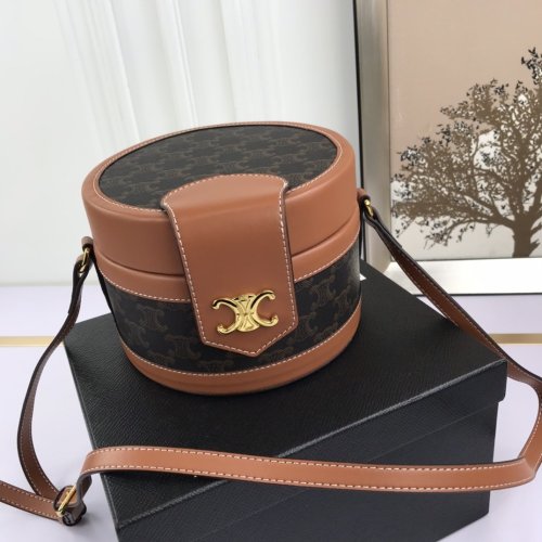 Celine Womens Bag MEDIUM TAMBOUR BAG IN TRIOMPHE CANVAS