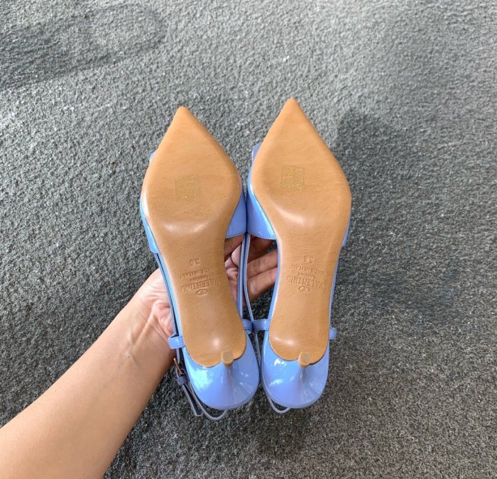 Valentino Women Shoes Mule Flip Flop Sandals VLOGO SIGNATURE CALFSKIN SLINGBACK PUMP 35MM with Original Box