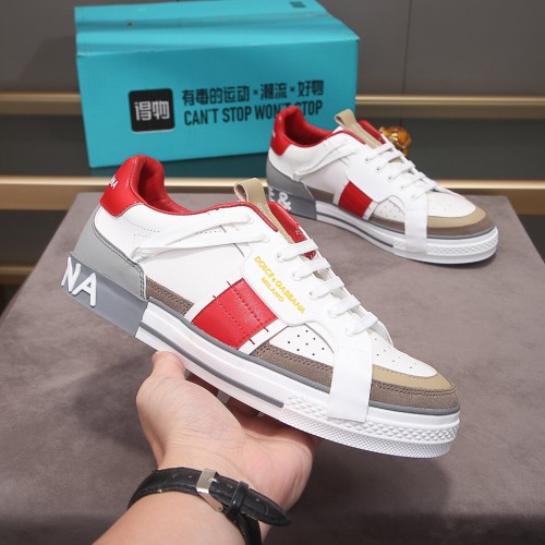 Dolce & Gabbana Mens Shoes Sneakers Rubber Sole Luxury Brand Calfskin 2.Zero custom sneakers with contrasting details with Original Box