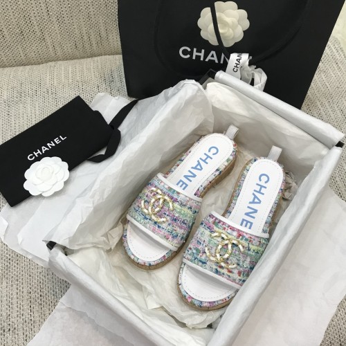 Chanel Womens Shoes Mules Tweed