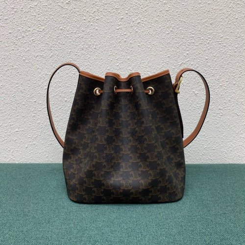 Celine Womens Bag MEDIUM DRAWSTRING BAG IN TRIOMPHE CANVAS