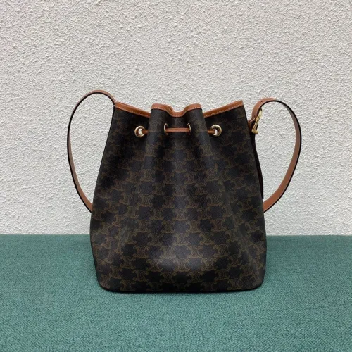 Celine Womens Bag MEDIUM DRAWSTRING BAG IN TRIOMPHE CANVAS