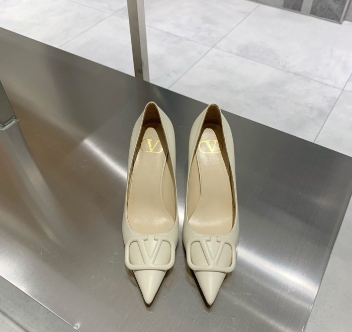 Valentino Women Shoes Mule Flip Flop Sandals VLOGO SIGNATURE CALFSKIN PUMP 80MM Luxury Brand with Original Box