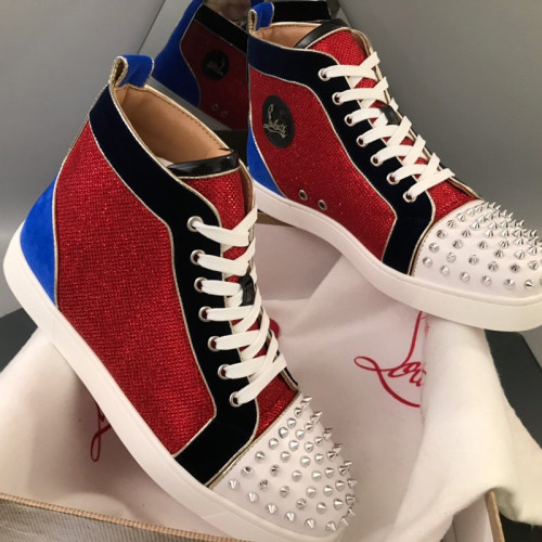 Christian Louboutin Mens Shoes Luxury Brand Red Bottom Design Louis Junior Spikes Flat with Original Box CL sneakers