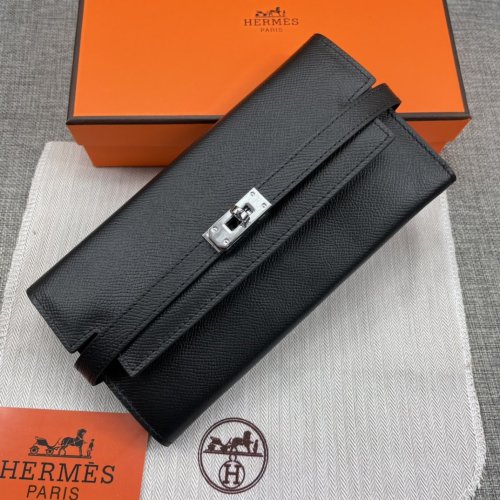 Hermes Womens Mens Wallets Purse Kelly Bag Clutch Leather Design Coin Bag with Original Box