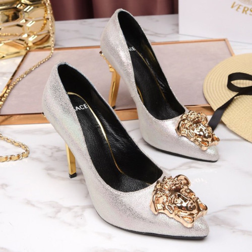 Versace Brand Womens Sandals Shoes Leather Big Size LA MEDUSA PATENT SAFETY PIN LEATHER PUMPS High Heel Design Luxury Brand Sandals for Women