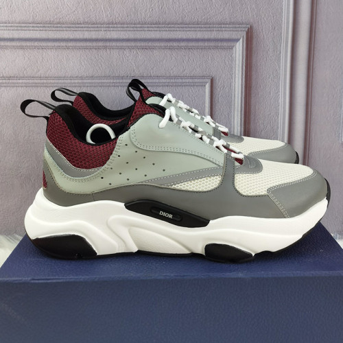 Dior Mens Shoes Sneakers Luxury Brand Breathable Design B22 SNEAKER Cream and Lavender Technical Mesh with Light Green and Gray Smooth Calfskin with Original Box 3SN231YXX_H861