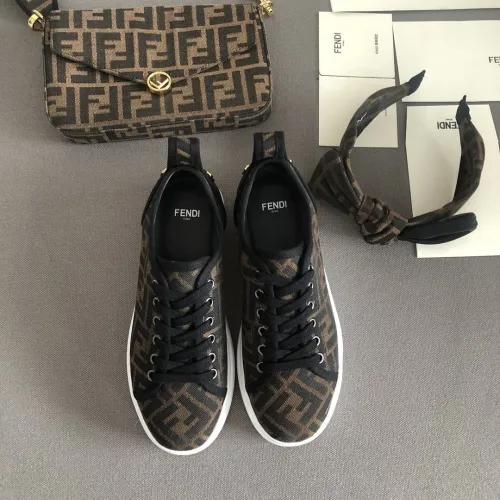 Fendi Womens Shoes SNEAKERS Brown Fabric Flatforms 8E8017AD8DF0R7V