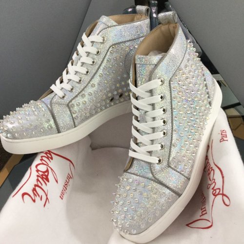 Christian Louboutin Mens Shoes Luxury Brand Red Bottom Design Louis Junior Spikes Flat with Original Box CL sneakers