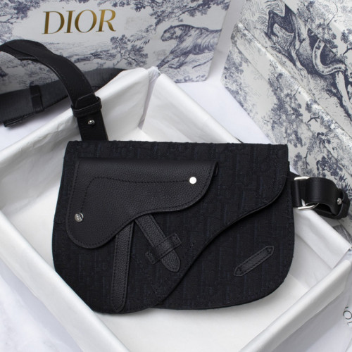 Dior Mens Bags Shoulder Messenger Bags Luxury Brand Dior SADDLE POUCH Black Dior Oblique Jacquard with Original Box 1ADPO095YKY_H00N