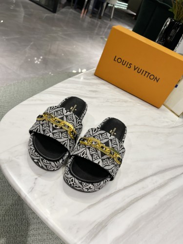 Louis Vuitton Womens Shoes Sandals Slippers Luxury Brand Louis Vuitton JUMBO FLATFORM MULE with Original Box 1A9QYY