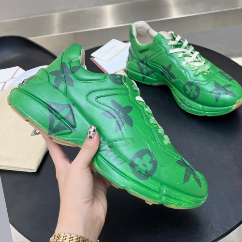 Gucci Women Shoes Women's Rhyton Gucci logo leather sneaker Luxury Brand with Original Box