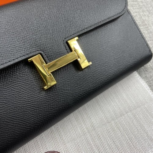Hermes Womens Mens Wallets Purse Constance Clutch Leather Design Coin Bag with Original Box