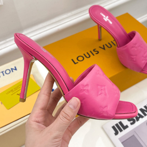 Louis Vuitton Womens Shoes Sandals Slippers Luxury Brand REVIVAL MULE 1A9PKD Monogram-embossed lambskin with Original Box 9.5cm Heel